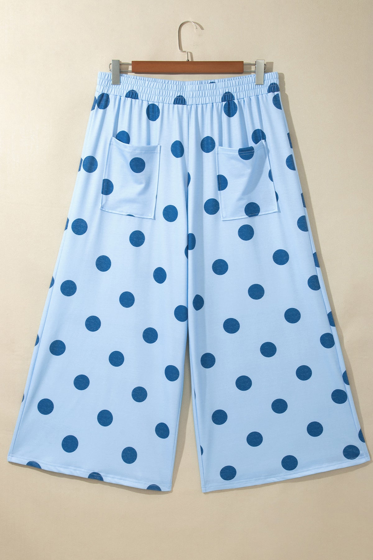 Polka Dot Elastic Waist Wide Leg Plus Size Pants