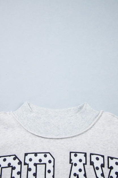 Gray PRAY Polka Dot Embroidered Mock Neck Sweatshirt