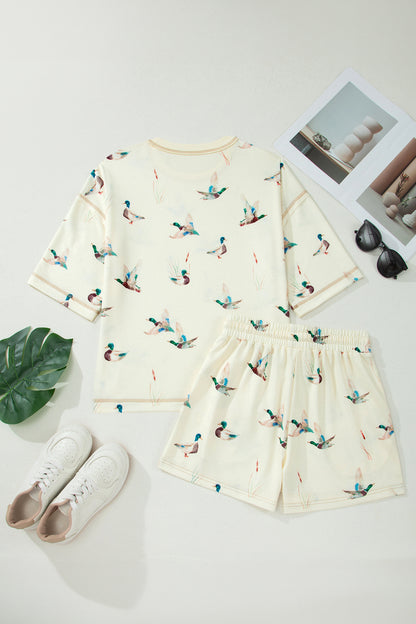 Duck Print Oversized Short Set