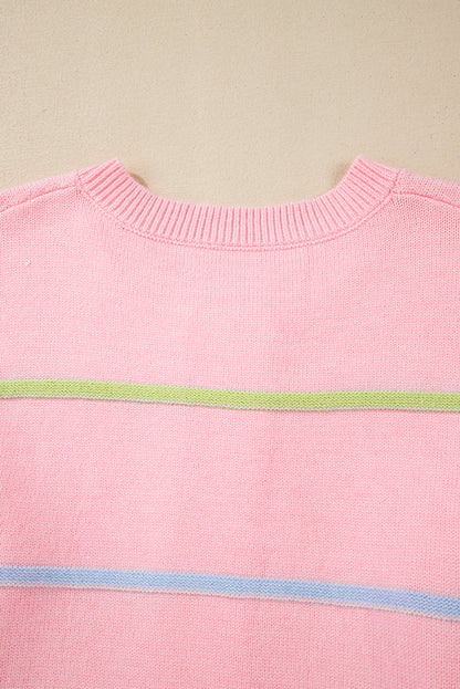 Pink Rainbow Stripes Sweater