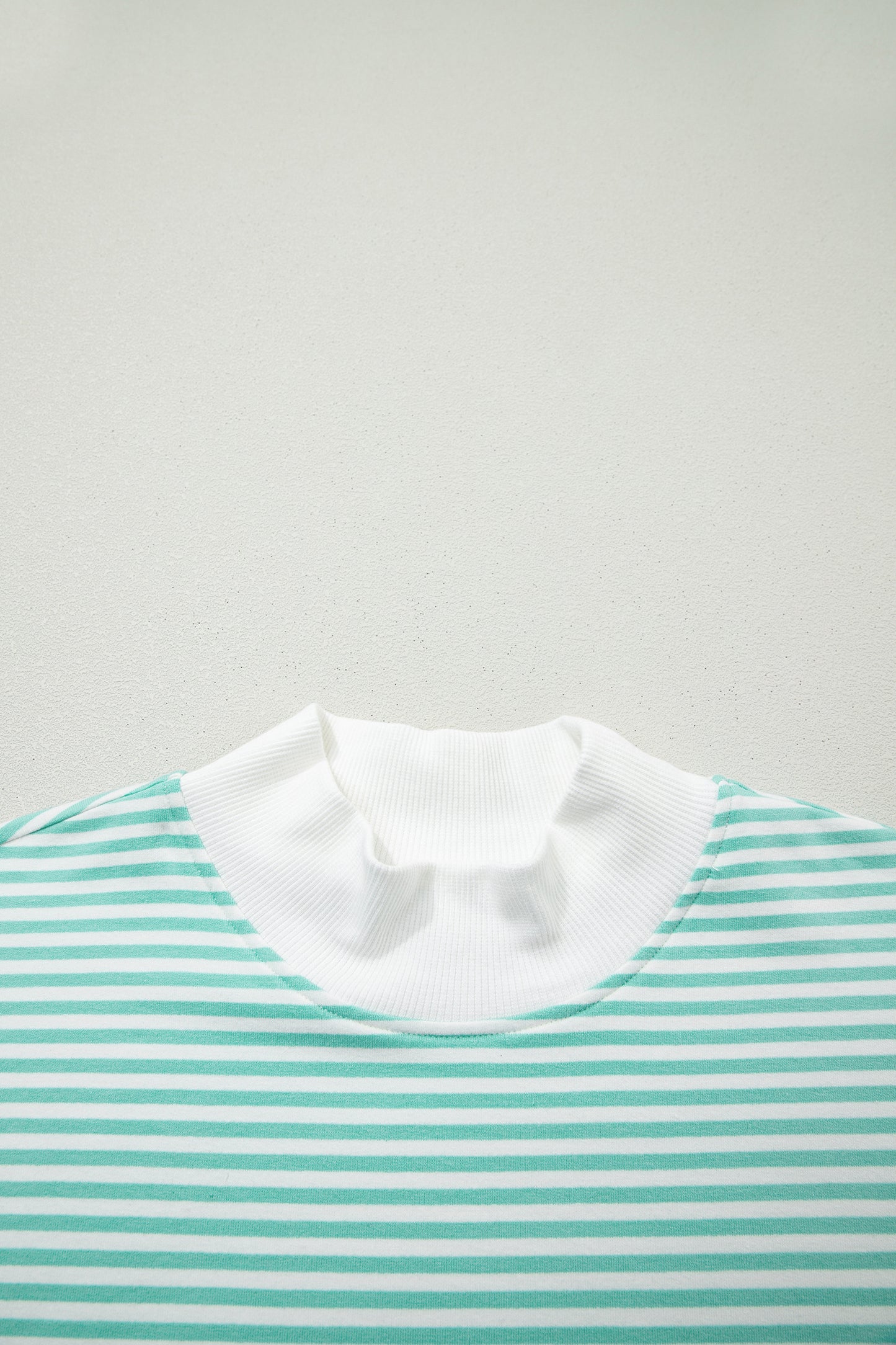 Sky Blue Stripe Oversize Mock Neck Sweatshirt and Shorts Set