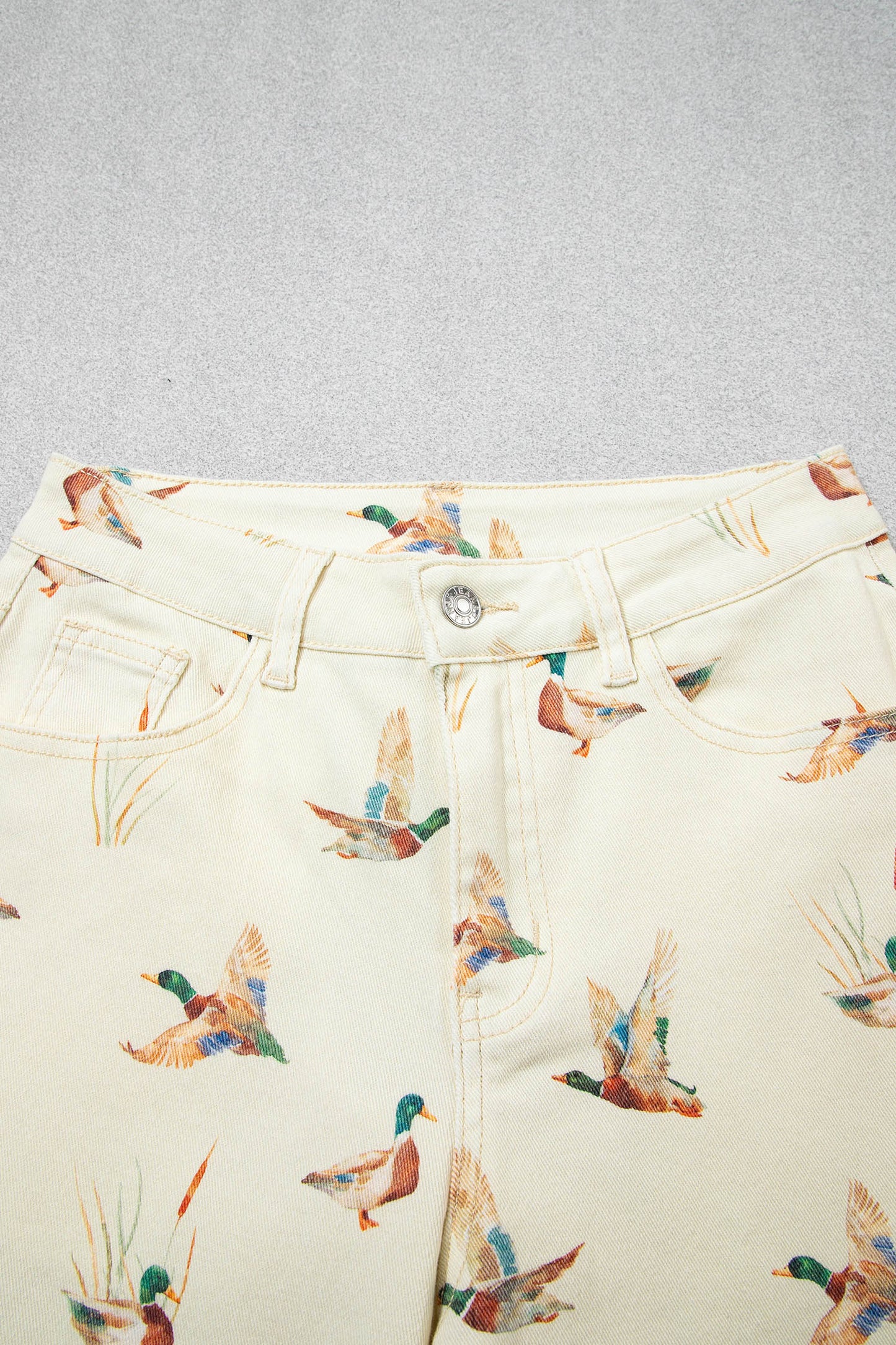 Mallard Printed Cuffed Hem Shift Jeans