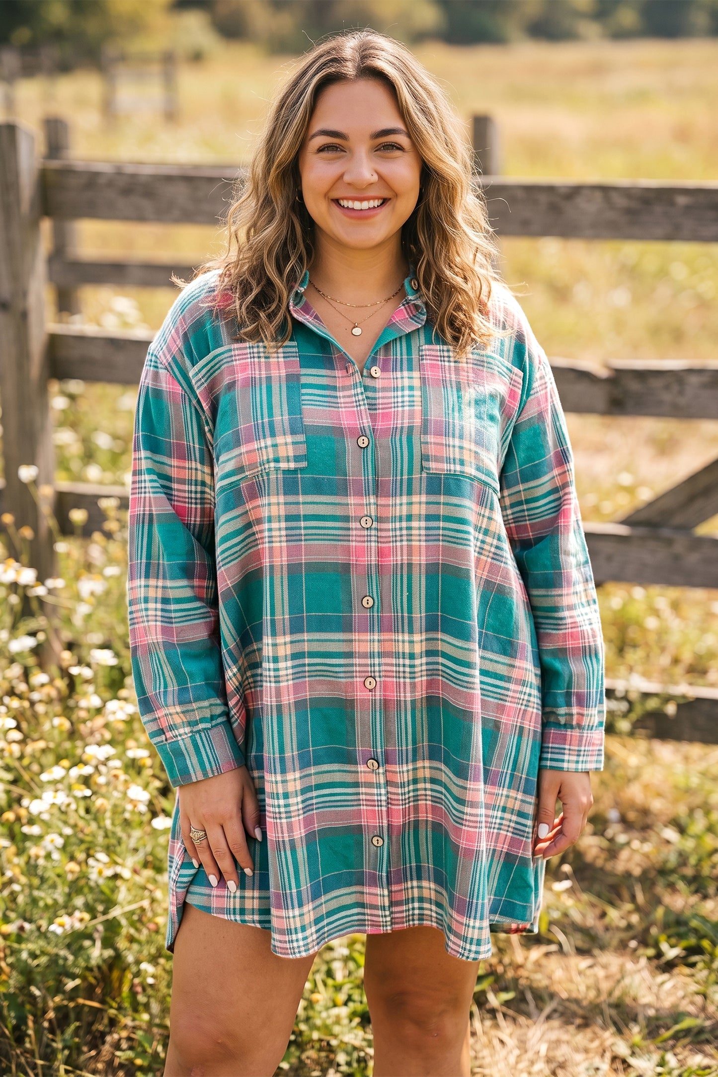 Long Sleeve V Neck Plus Size Dress