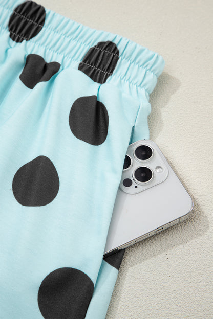 Polka Dot Short Sleeve Top Casual Skort 2pcs Outfit