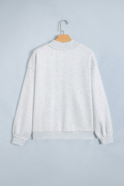 Gray PRAY Polka Dot Embroidered Mock Neck Sweatshirt
