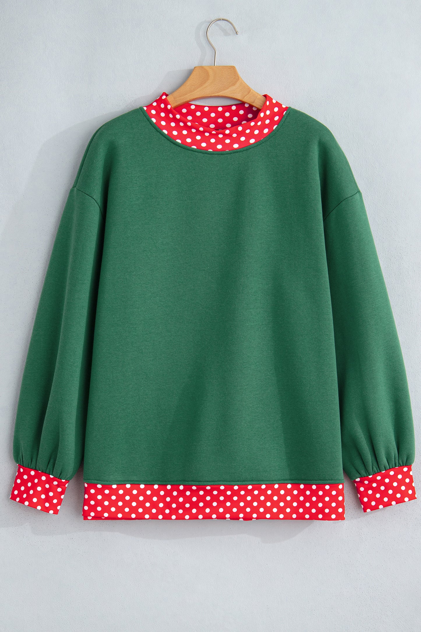 Colorblock Polka Dot Contrast Trim Oversized Sweatshirt