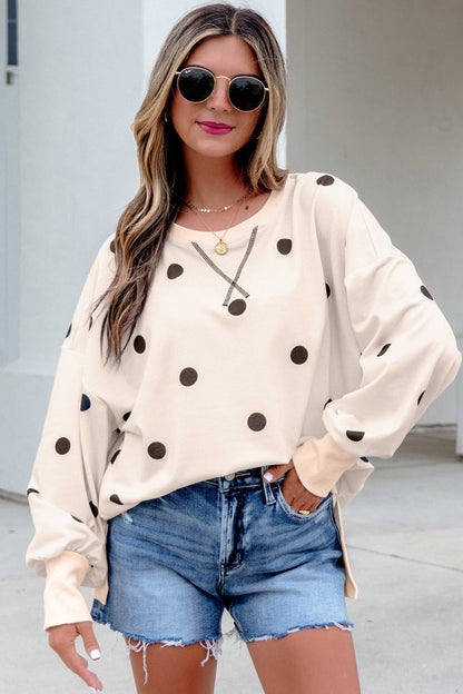Loose Long Sleeve Split Hem Pullover Top