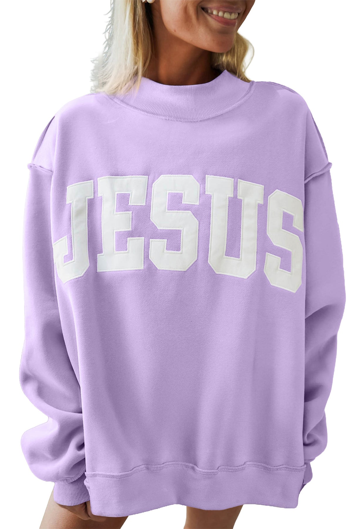 JESUS Exposed Seam Mock Neck Baggy Sweatshirt