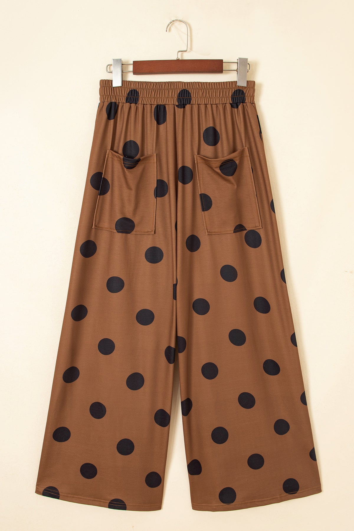 Polka Dot Wide Leg Elastic Waist Casual Pants