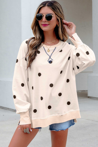 Loose Long Sleeve Split Hem Pullover Top
