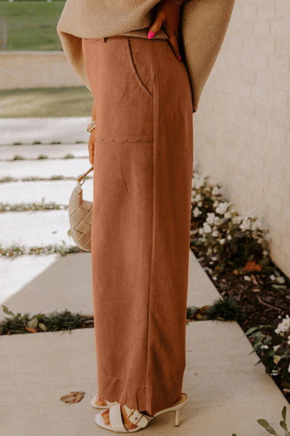 Thai Curry Scalloped Edge Pocket Full-Length Pant