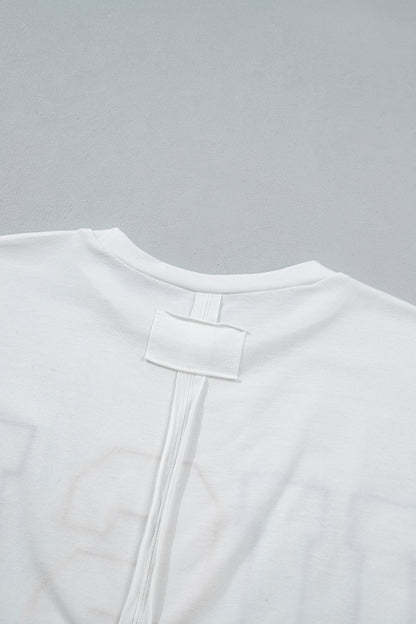 White USA Color Block Letter Printed Dolman Tee