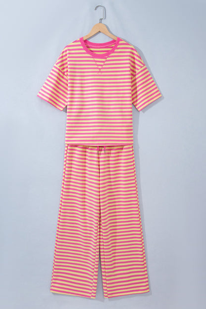 Loose Tee Drawstring Elastic Waist 2pcs Pant Set