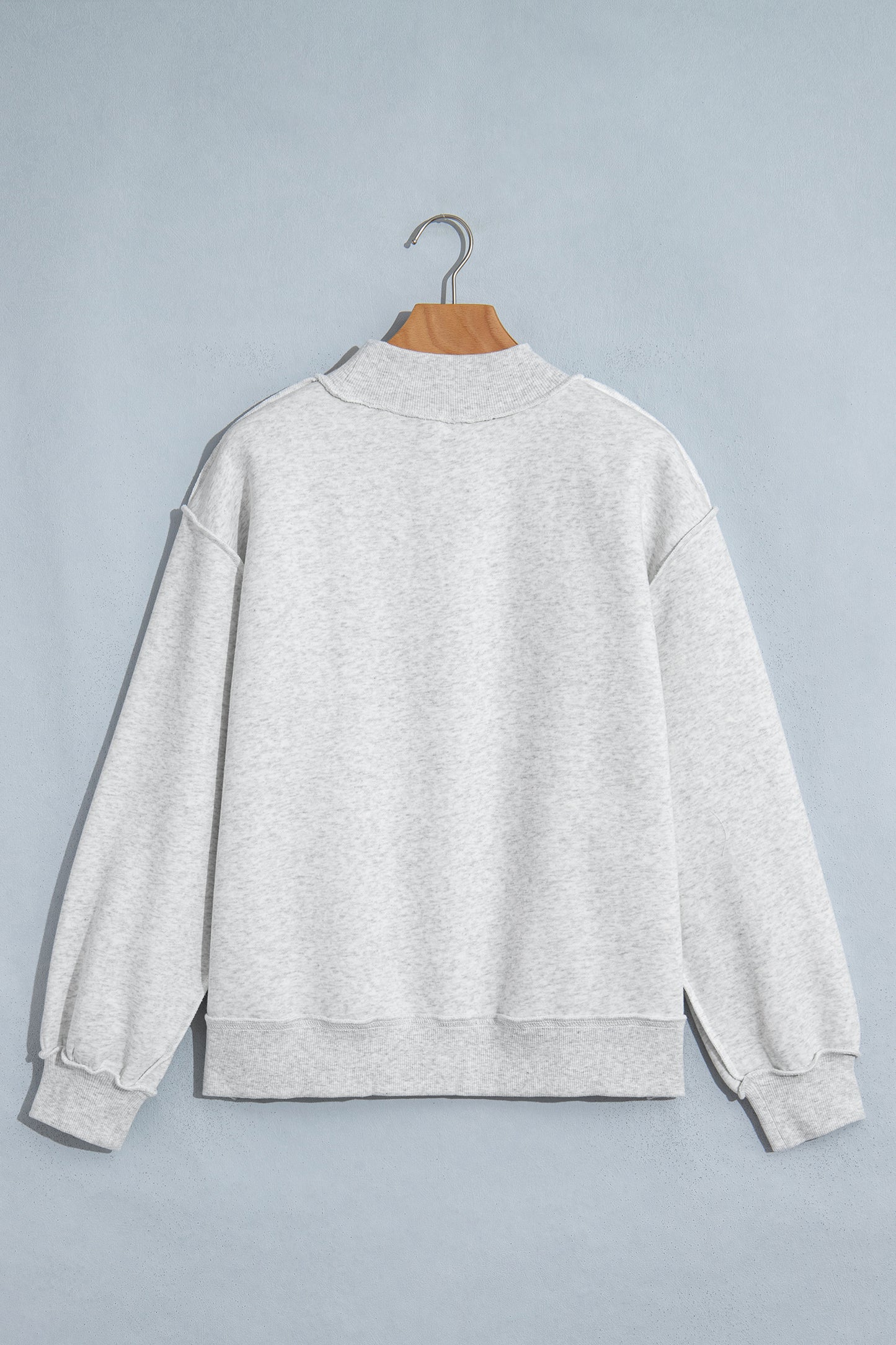 Gray WWJD Mixed Pattern Embroidered Patch Mock Neck Sweatshirt