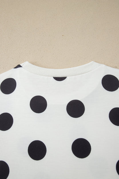 Polka Dot Short Sleeve Top Casual Skort 2pcs Outfit